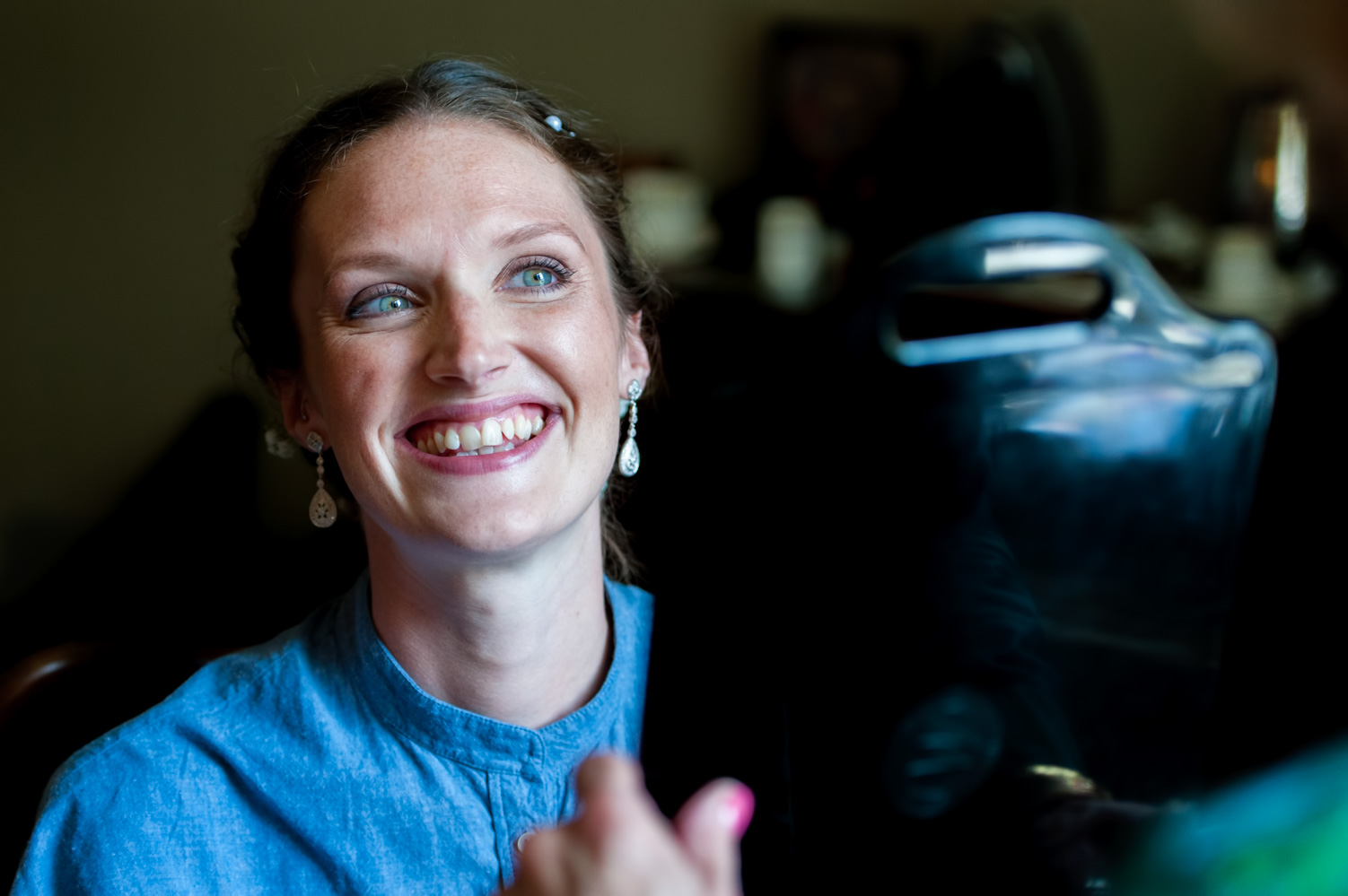 Bride having make up done