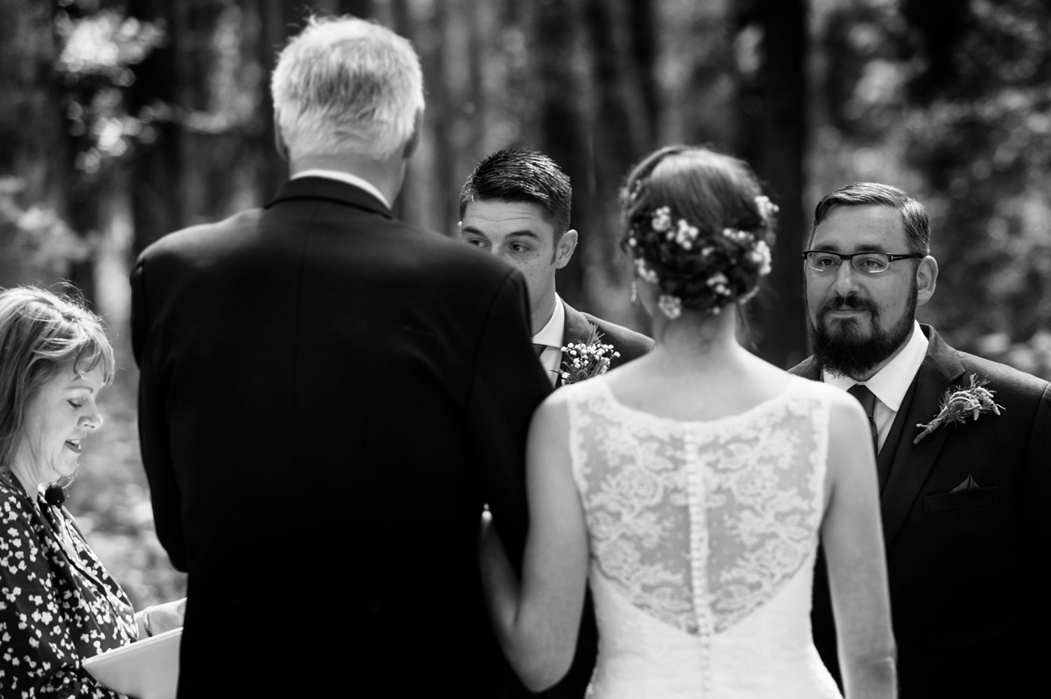 Woodland wedding ceremony by Sussex reportage photographer James Robertshaw