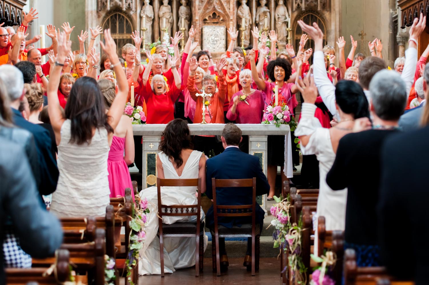 Gospel choir at wedding ceremony by Hastings wedding photographer James Robertshaw