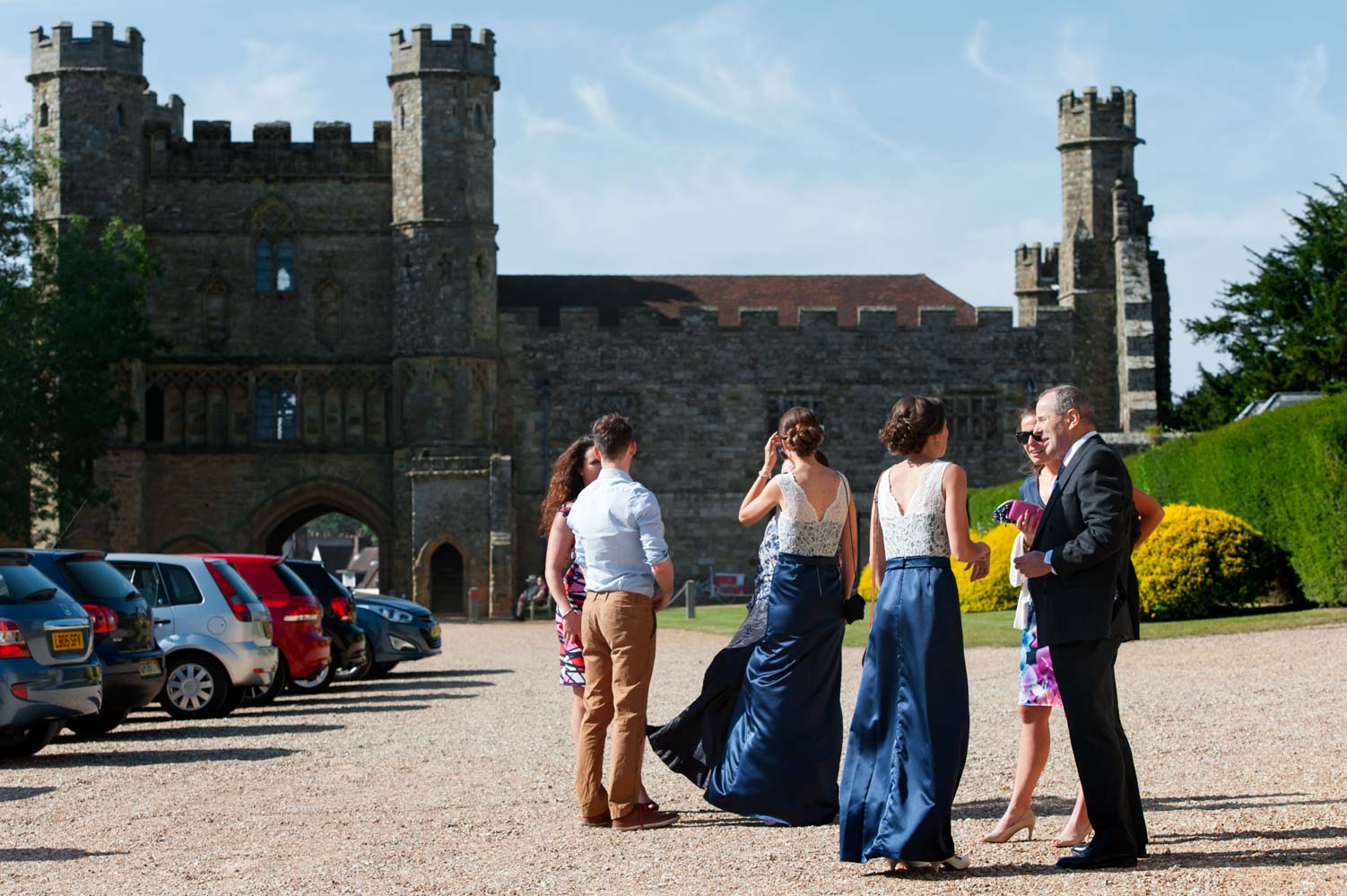 Wedding guests arriving at Battle Abbey School