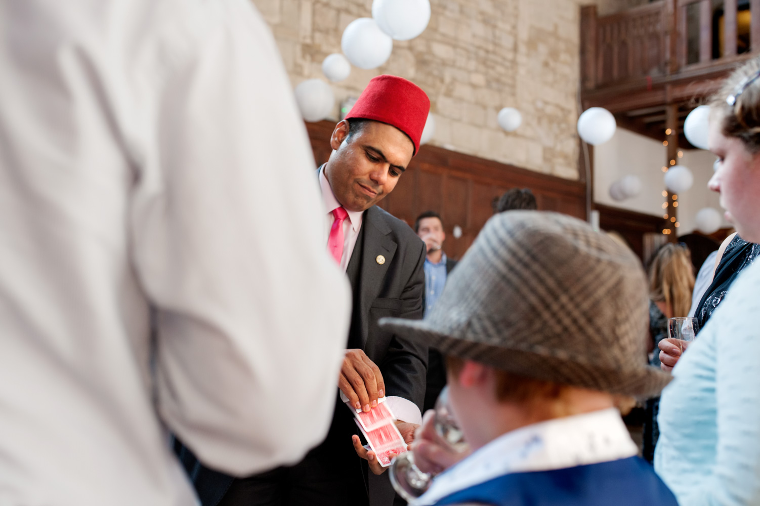 Card tricks at wedding reception