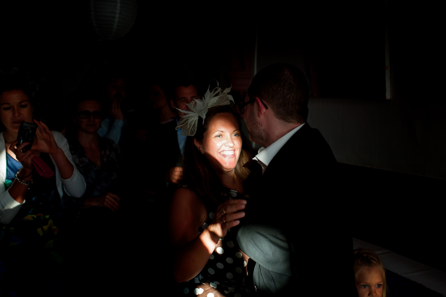 Bride embracing guest at Battle Abbey