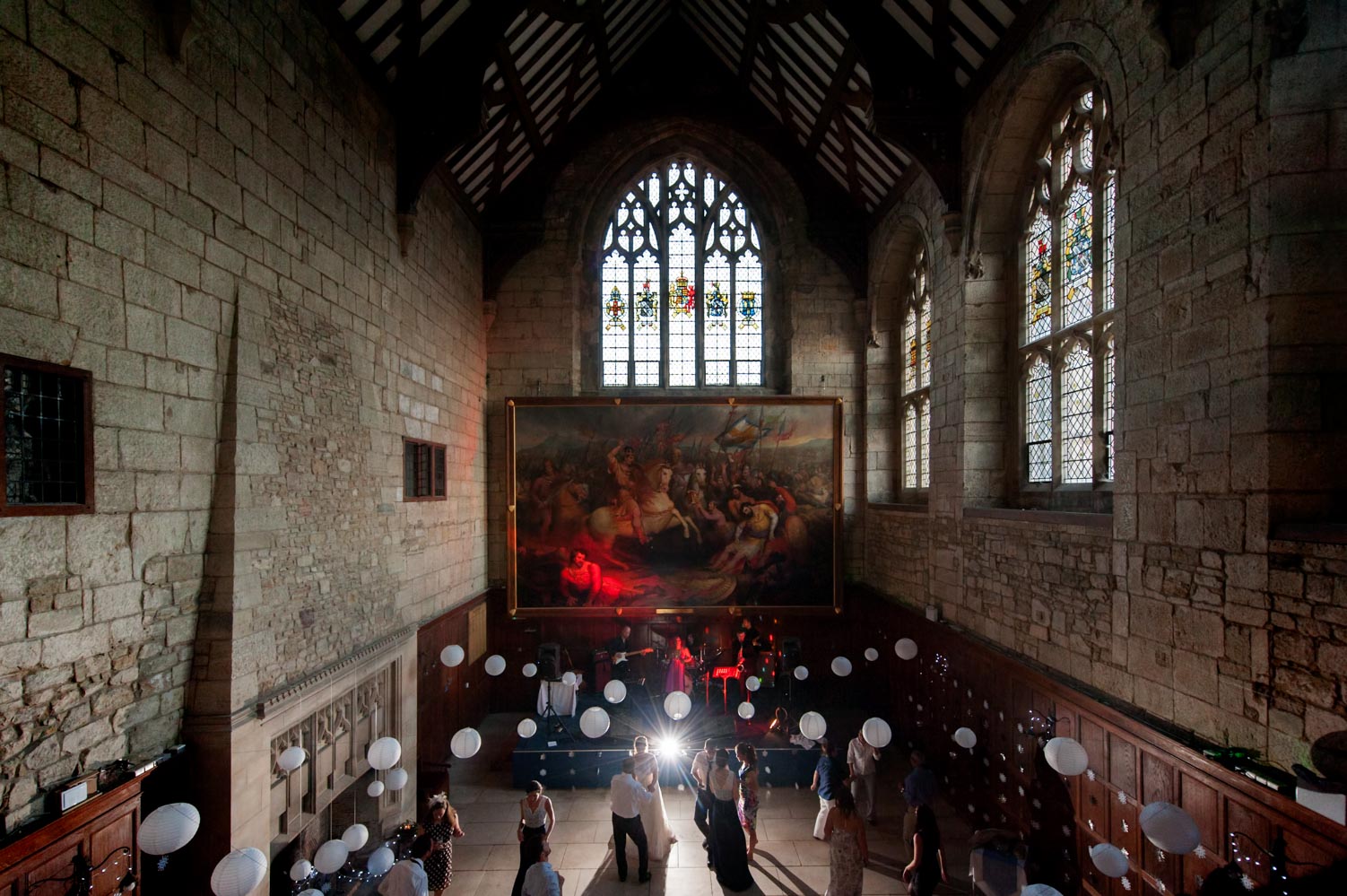 Dancing at Battle abbey School wedding reception