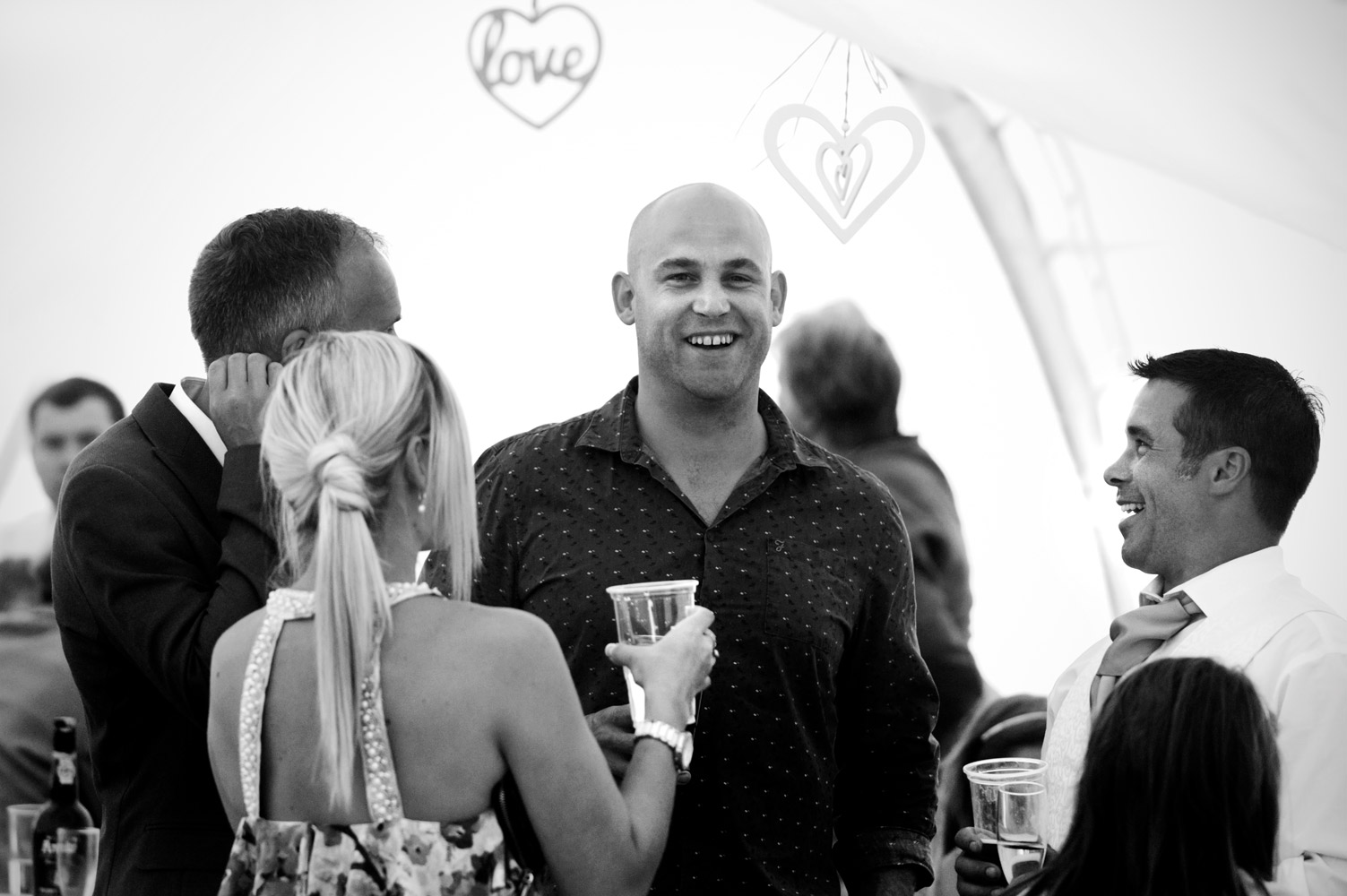 Wedding guests chatting