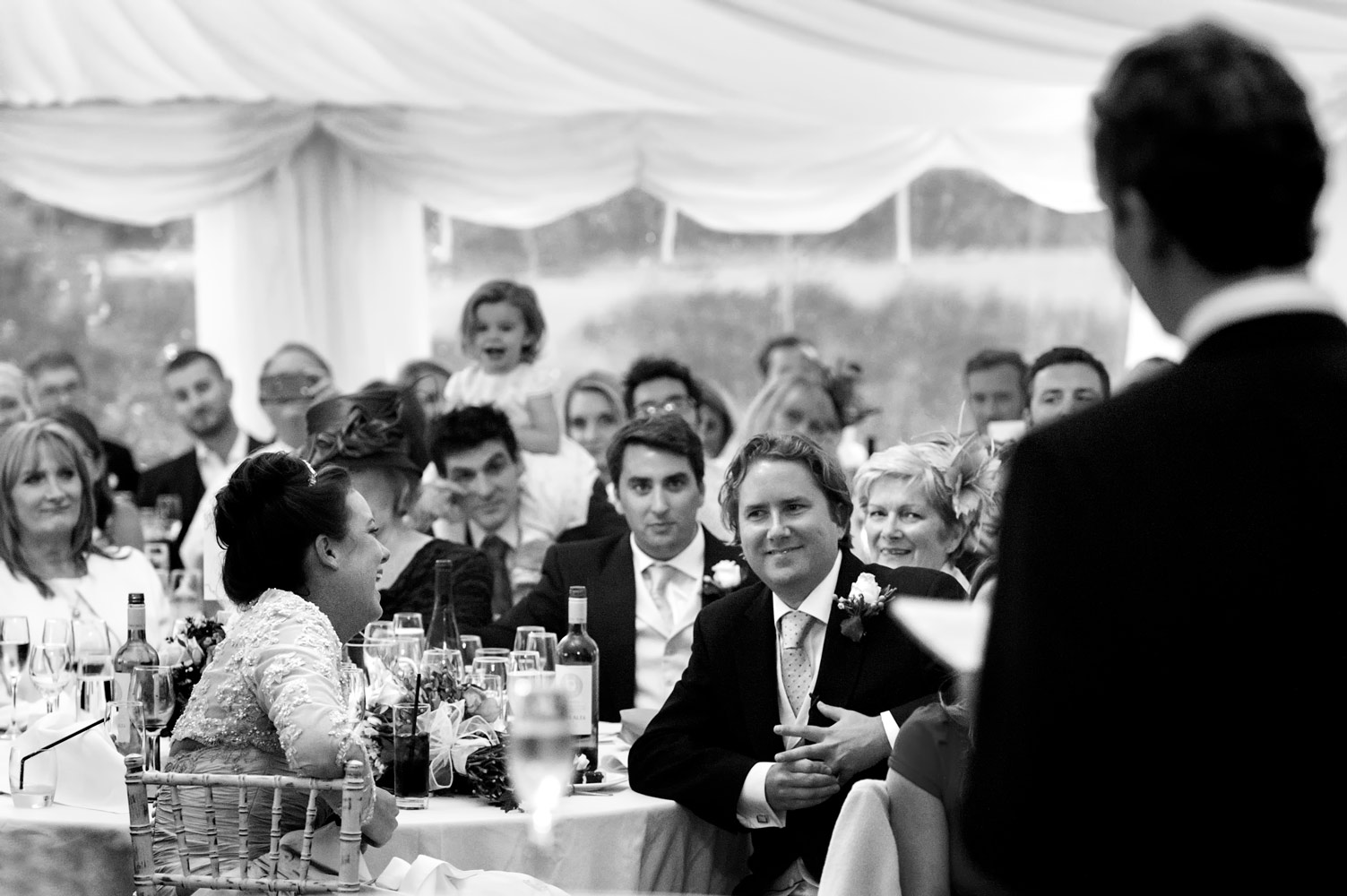 Wedding speech in marquee