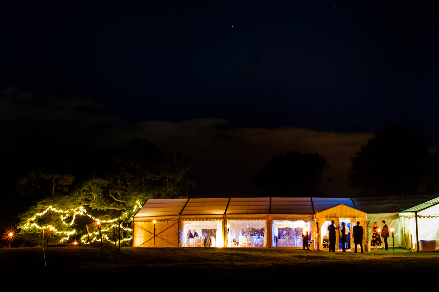 Wedding marquee at night