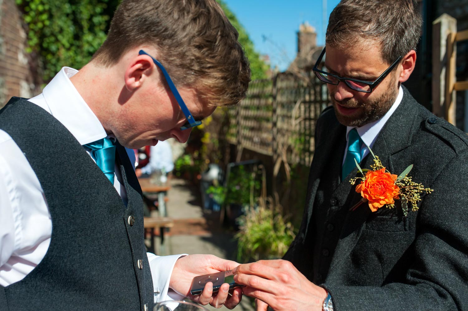 Groom and friends before wedding