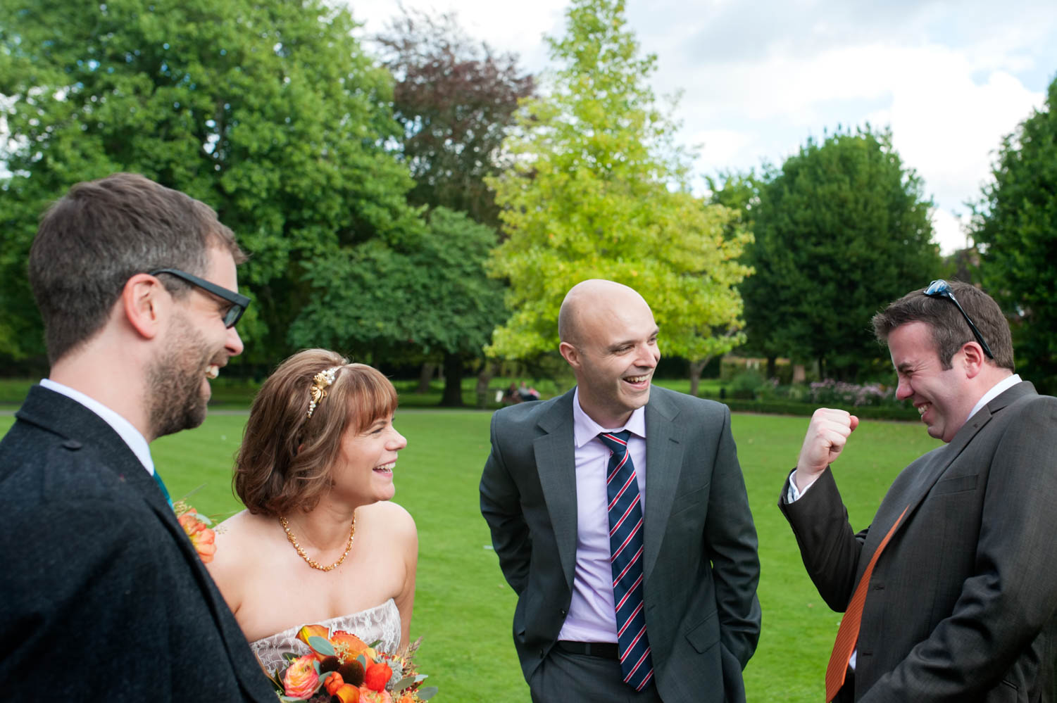 Wedding party in Lewes gardens