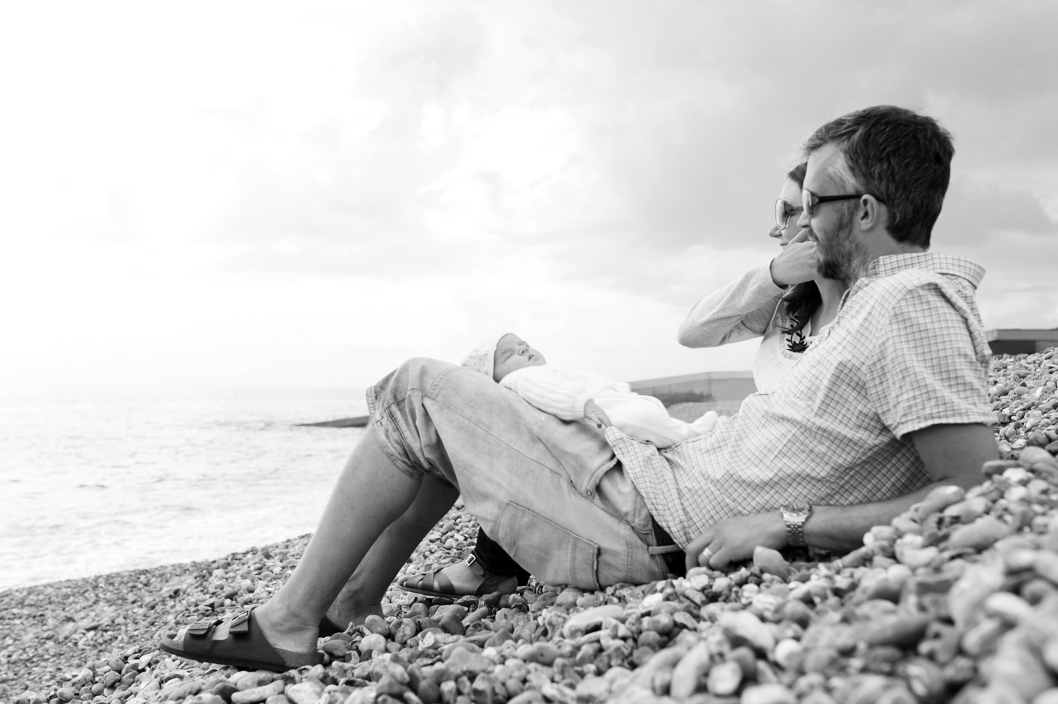 Young family on the beach