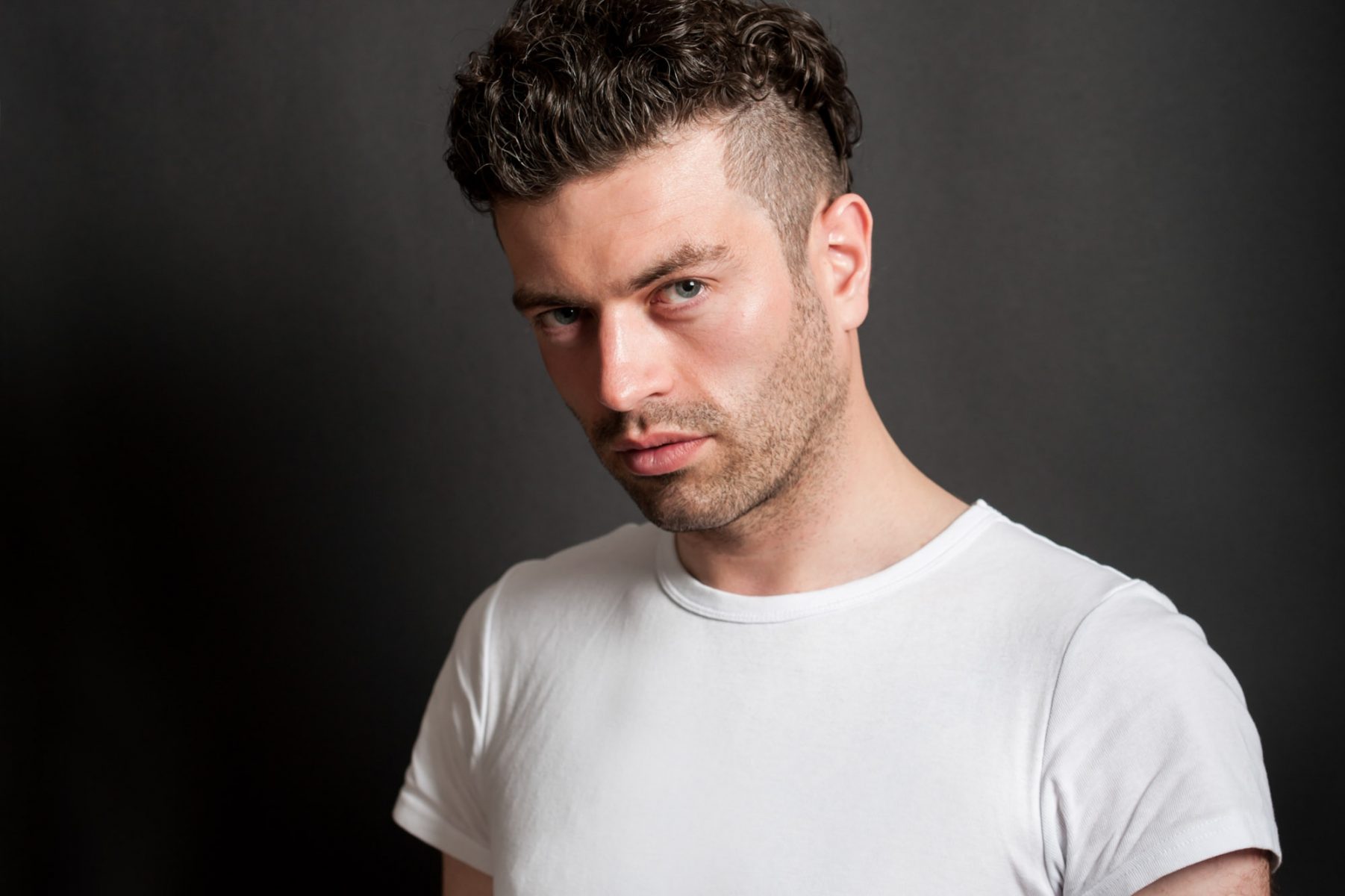 Male model studio portrait by Hastings portrait photographer James Robertshaw