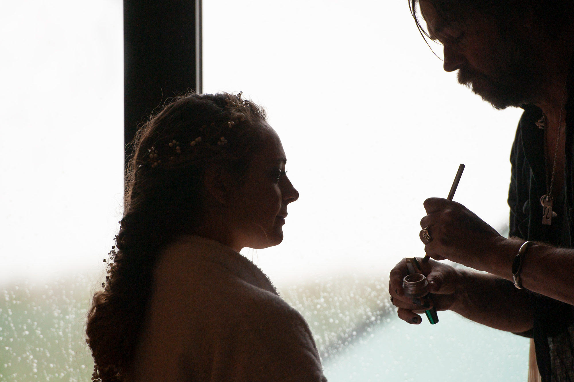 Bride and make up artist.