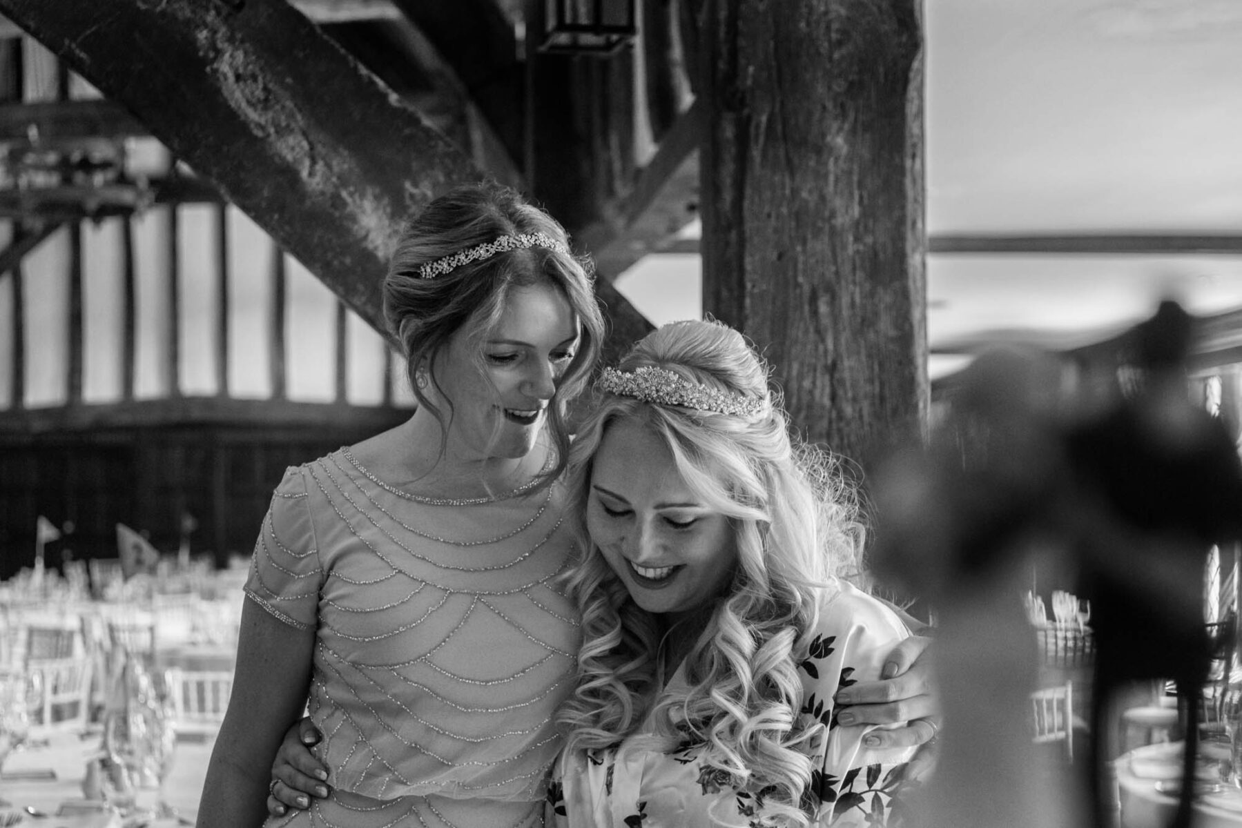 Bride and bridesmaid at Great Fosters Surrey